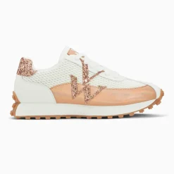 Baskets monogramme Mona blanc et rose gold à semelle running