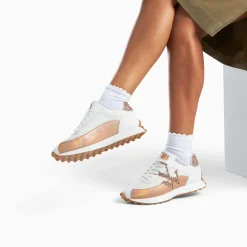Baskets monogramme Mona blanc et rose gold à semelle running