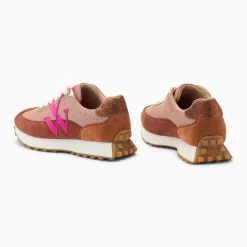 Baskets monogramme Mona beige et brique à semelle running