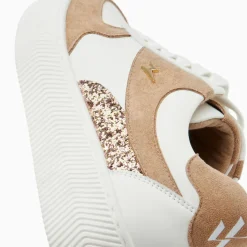 Baskets Nassita beige et rose gold à lacets