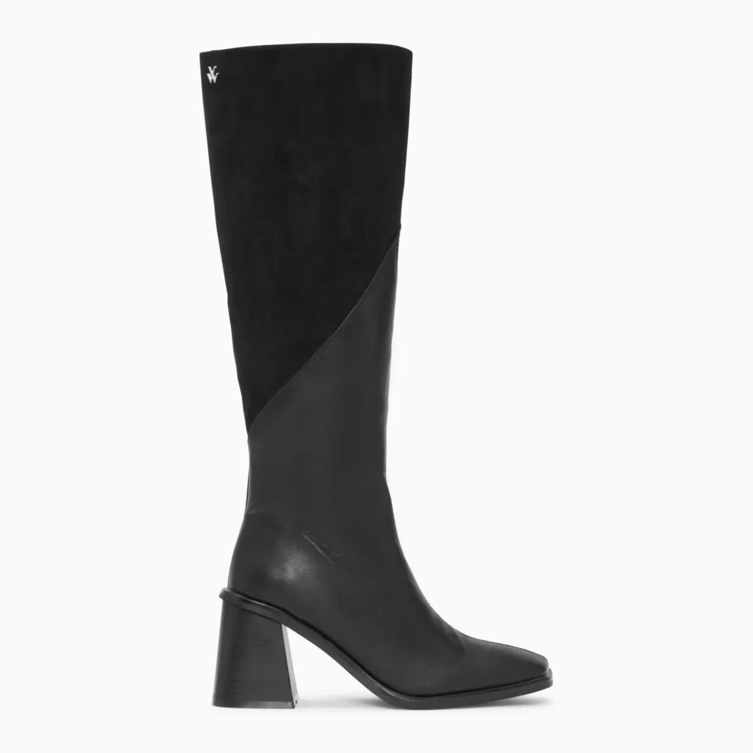 Bottes Brooke bi-matière noires à talon trapèze