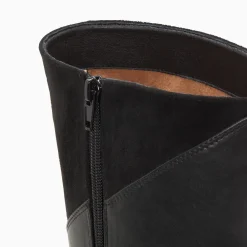 Bottes Brooke bi-matière noires à talon trapèze