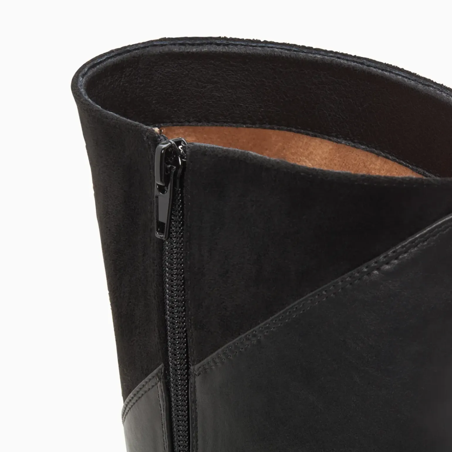 Bottes Brooke bi-matière noires à talon trapèze