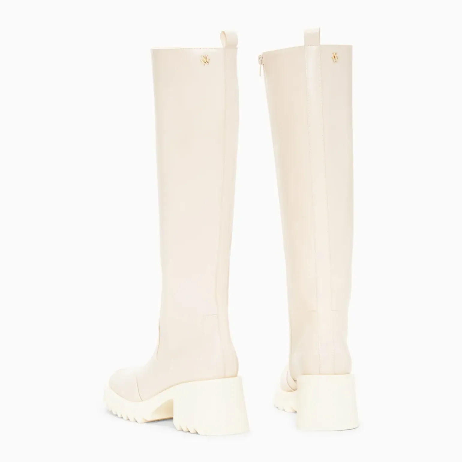 Bottes de pluie Solaine beiges à talon cranté