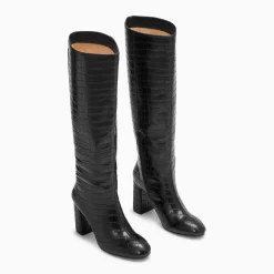 Bottes Diana noir croco à talon