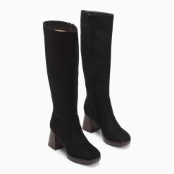 Bottes Lamia noires à talon bois