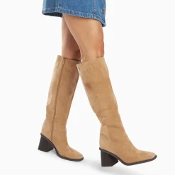 Bottes Rita beiges à talon trapèze