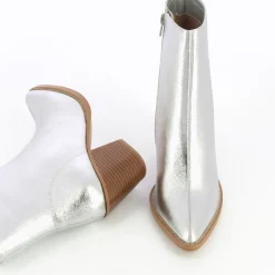 Bottines à talon Julia argent effet texturé
