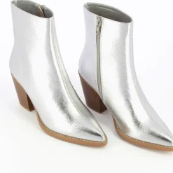 Bottines à talon Julia argent effet texturé