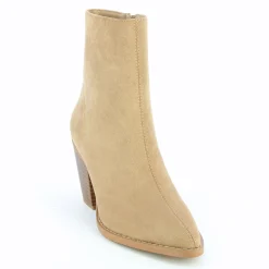 Bottines à talon Julia en suédine beige