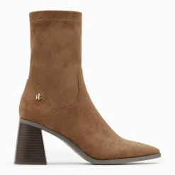 Bottines chaussettes Alizée marron à talon trapèze