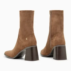 Bottines chaussettes Alizée marron à talon trapèze