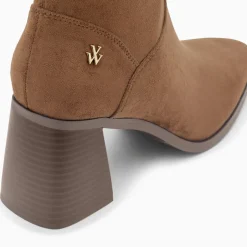 Bottines chaussettes Alizée marron à talon trapèze