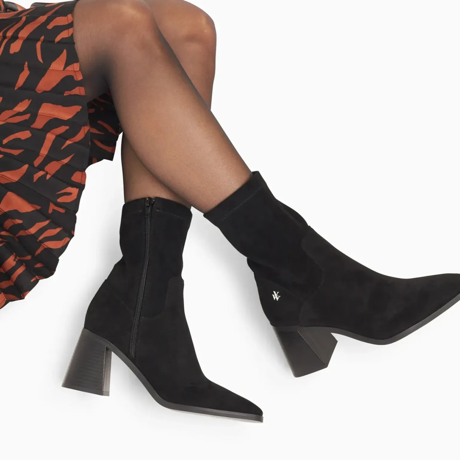 Bottines chaussettes Alizée noires à talon trapèze