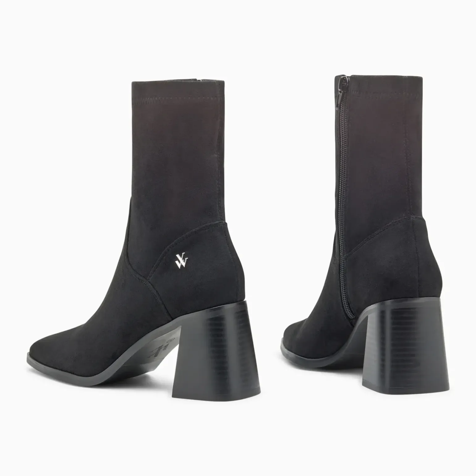 Bottines chaussettes Alizée noires à talon trapèze