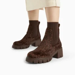 Bottines Chelsea Annie léopard à talon cranté