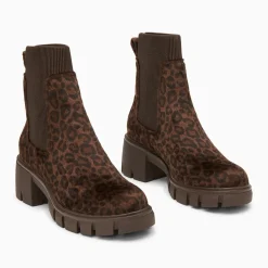 Bottines Chelsea Annie léopard à talon cranté