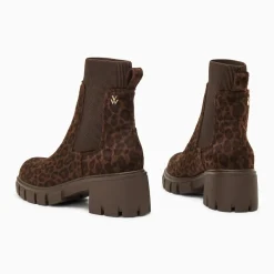 Bottines Chelsea Annie léopard à talon cranté