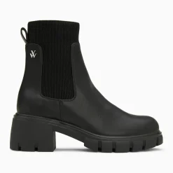 Bottines Chelsea Annie noires à talon cranté