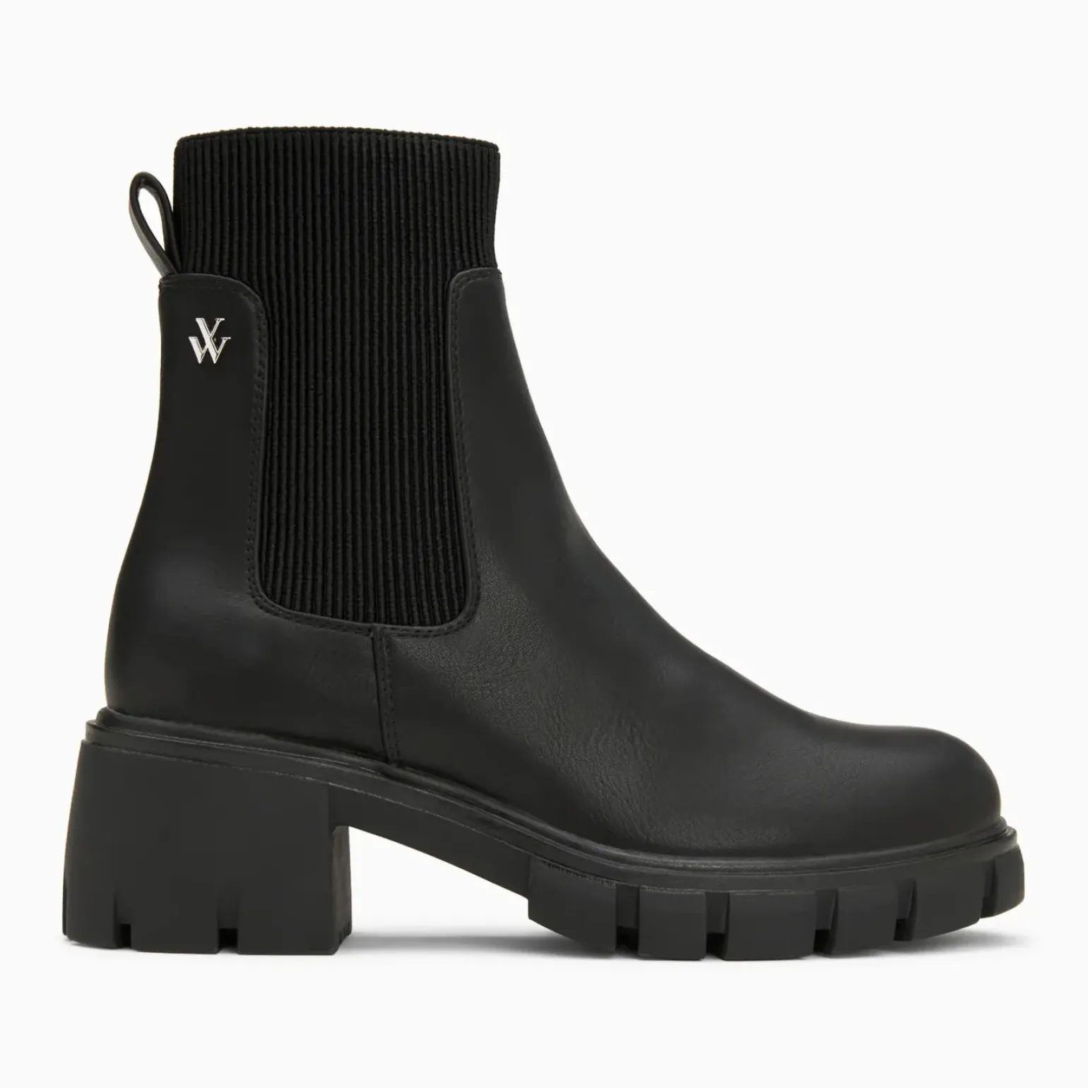 Bottines Chelsea Annie noires à talon cranté