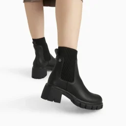 Bottines Chelsea Annie noires à talon cranté
