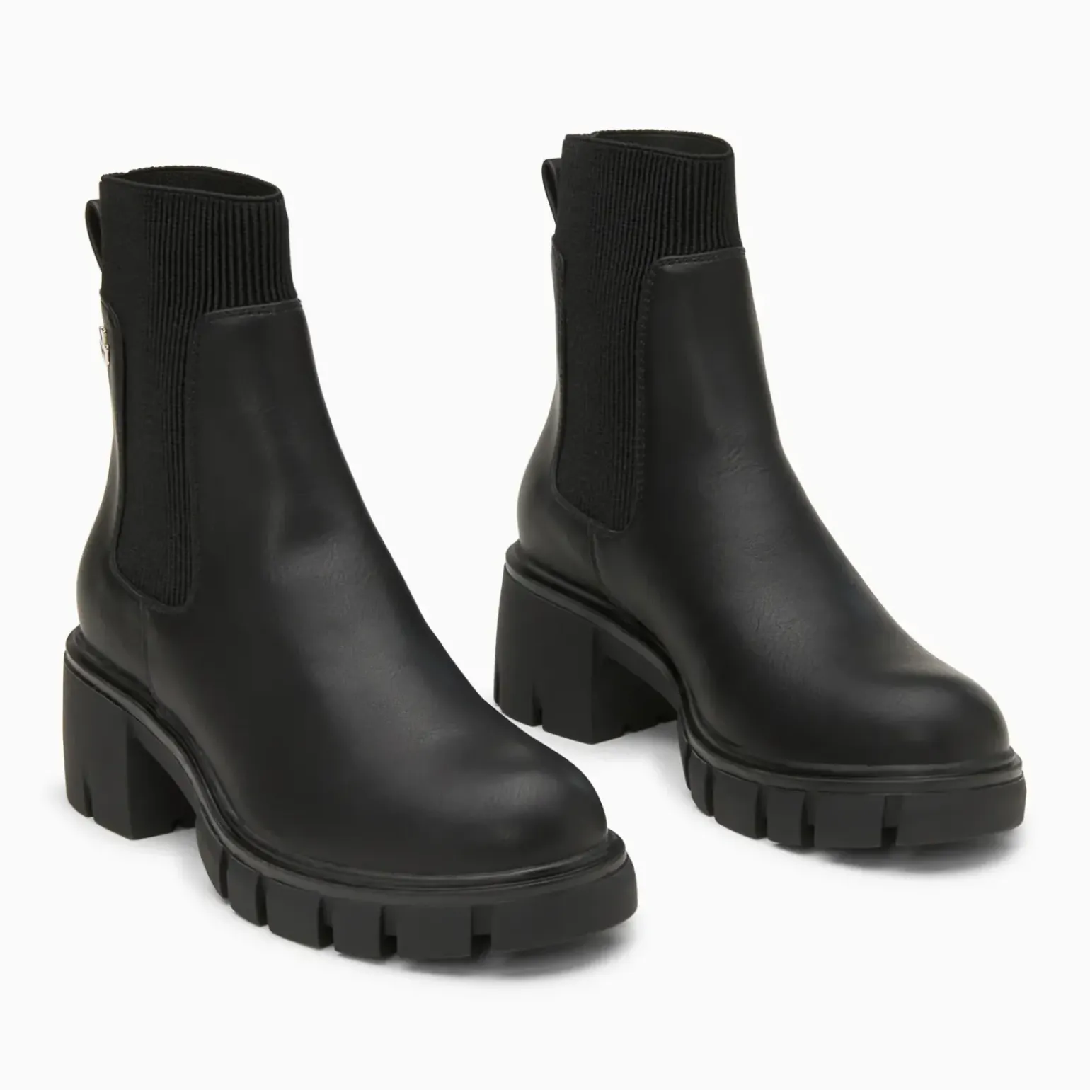 Bottines Chelsea Annie noires à talon cranté