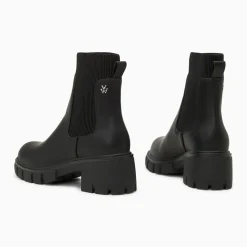 Bottines Chelsea Annie noires à talon cranté