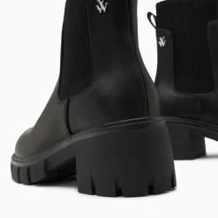 Bottines Chelsea Annie noires à talon cranté