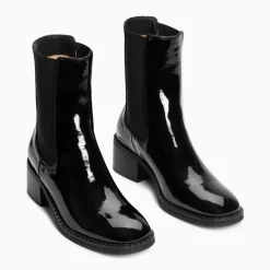 Bottines Chelsea Carole montantes noires vernies
