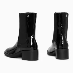 Bottines Chelsea Carole montantes noires vernies