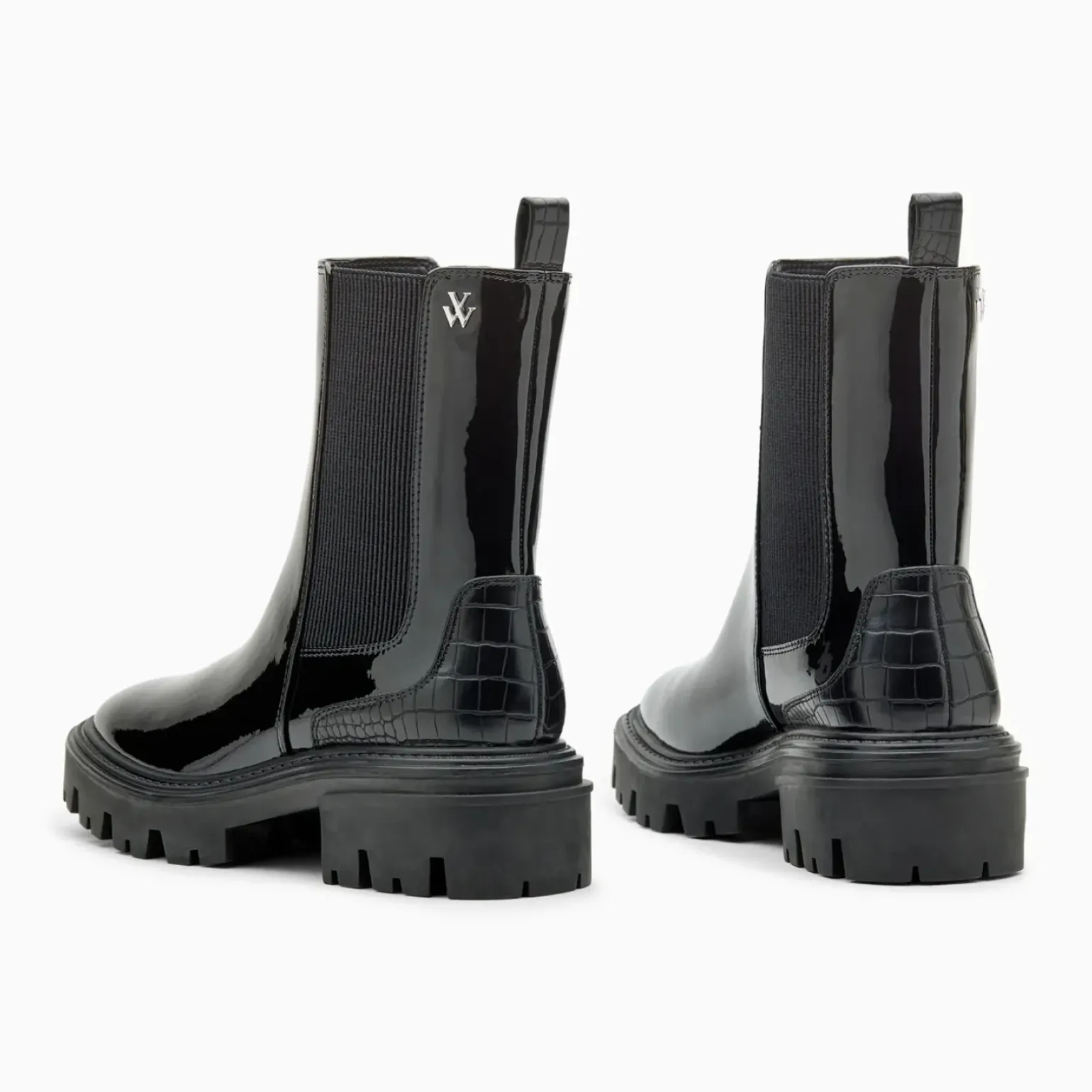 Bottines Chelsea Pamela noires vernies à semelle crantée