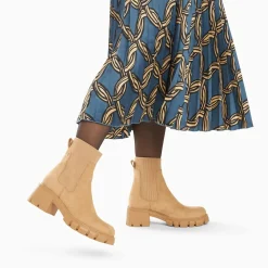 Bottines Chelsea Valérie beige à talon cranté