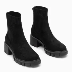 Bottines Chelsea Valérie noires à talon cranté