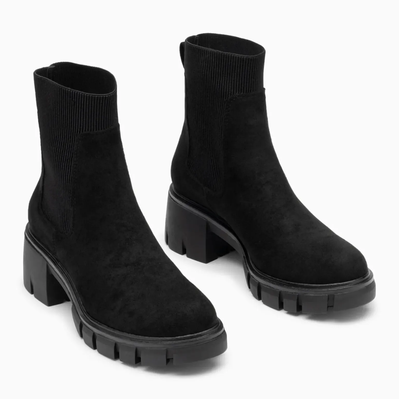 Bottines Chelsea Valérie noires à talon cranté