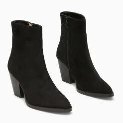 Bottines Constance à talon en suédine noire
