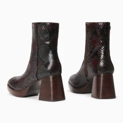 Bottines Francesca marron serpent à plateforme et talon bois