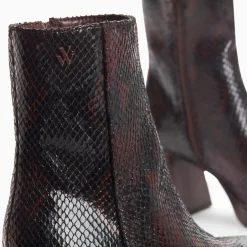 Bottines Francesca marron serpent à plateforme et talon bois