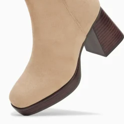 Bottines Marina beiges à plateforme et talon bois