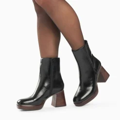 Bottines Marina noires à plateforme et talon bois
