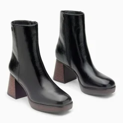 Bottines Marina noires à plateforme et talon bois