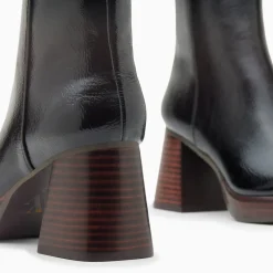 Bottines Marina noires à plateforme et talon bois