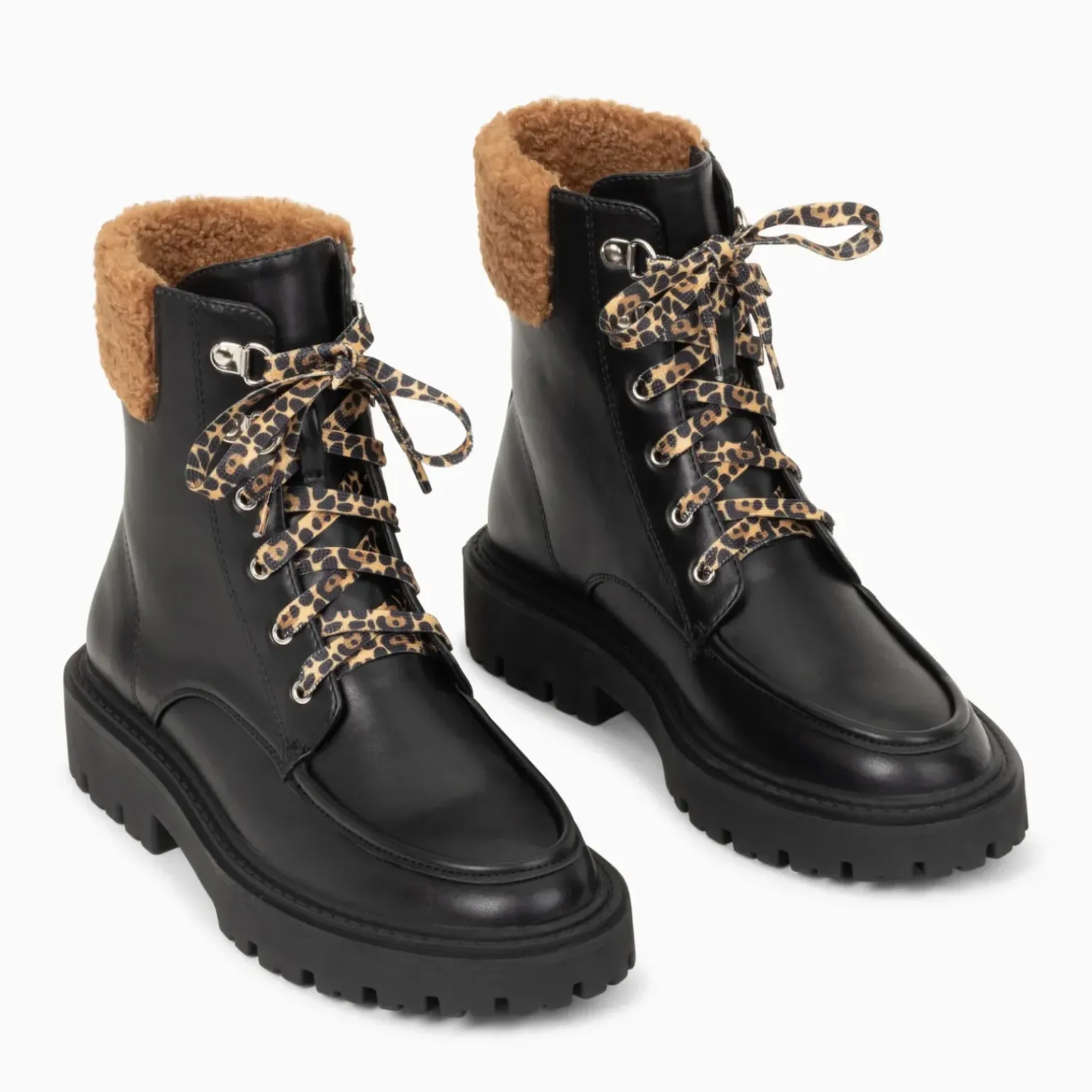 Bottines montagne Kirsten noires à fausse fourrure