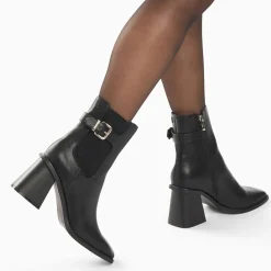 Bottines montantes Clémentine noires à talon trapèze