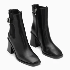 Bottines montantes Clémentine noires à talon trapèze