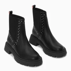 Bottines montantes Montmartre noires à clous et élastique