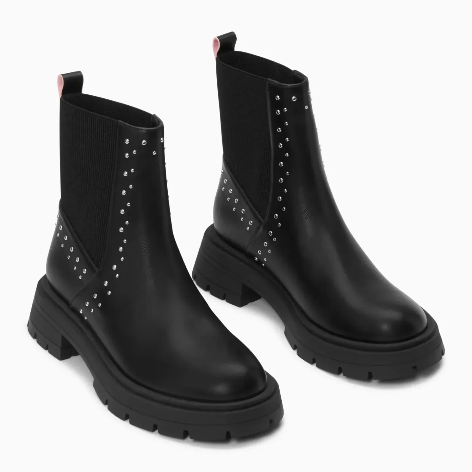 Bottines montantes Montmartre noires à clous et élastique