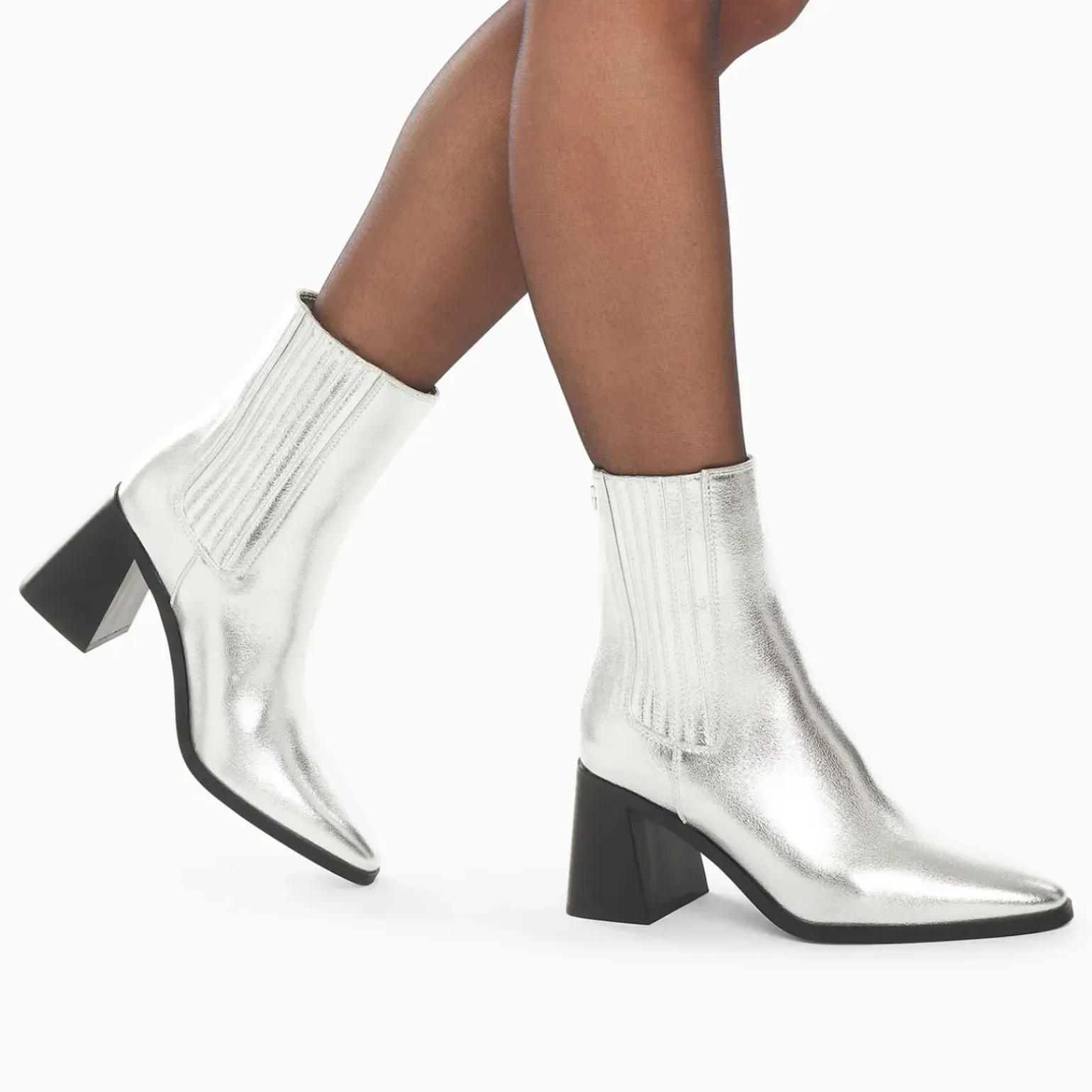 Bottines montantes Taylor argent à talon trapèze
