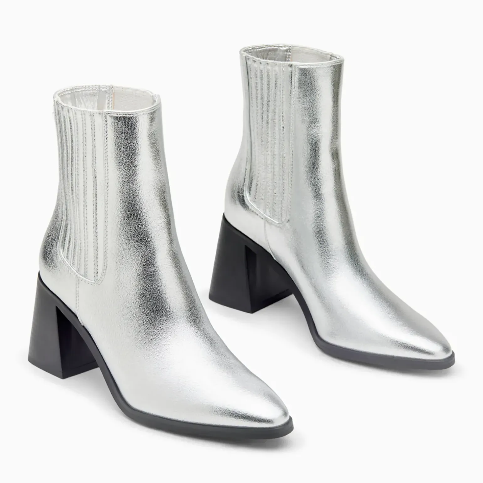 Bottines montantes Taylor argent à talon trapèze