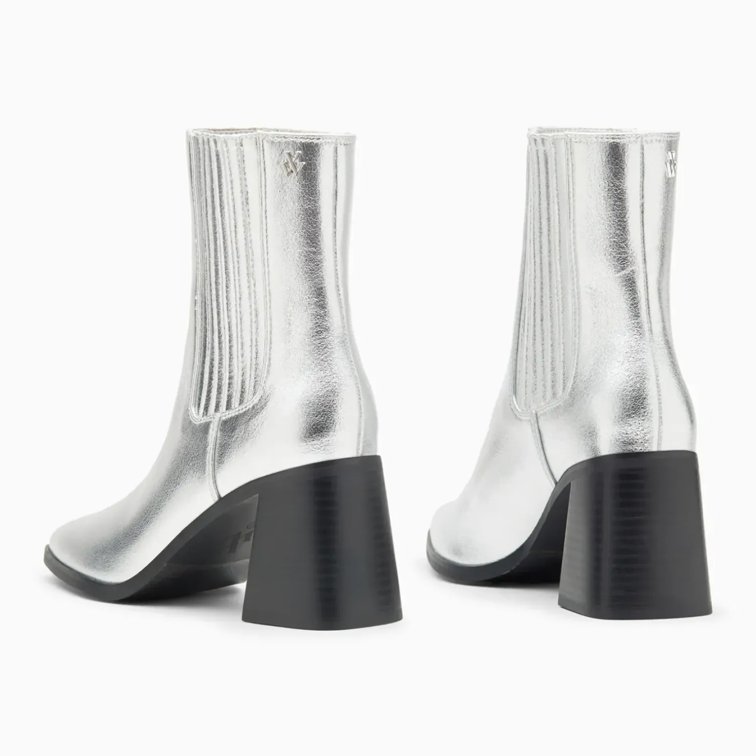 Bottines montantes Taylor argent à talon trapèze