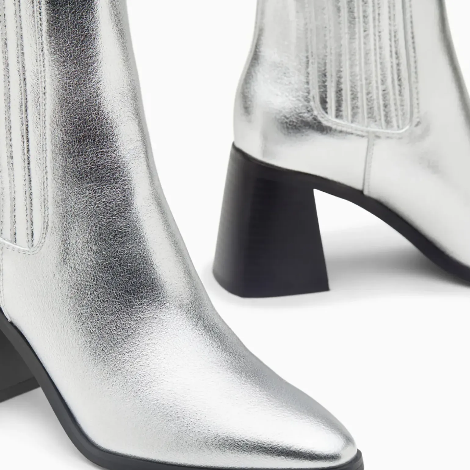 Bottines montantes Taylor argent à talon trapèze